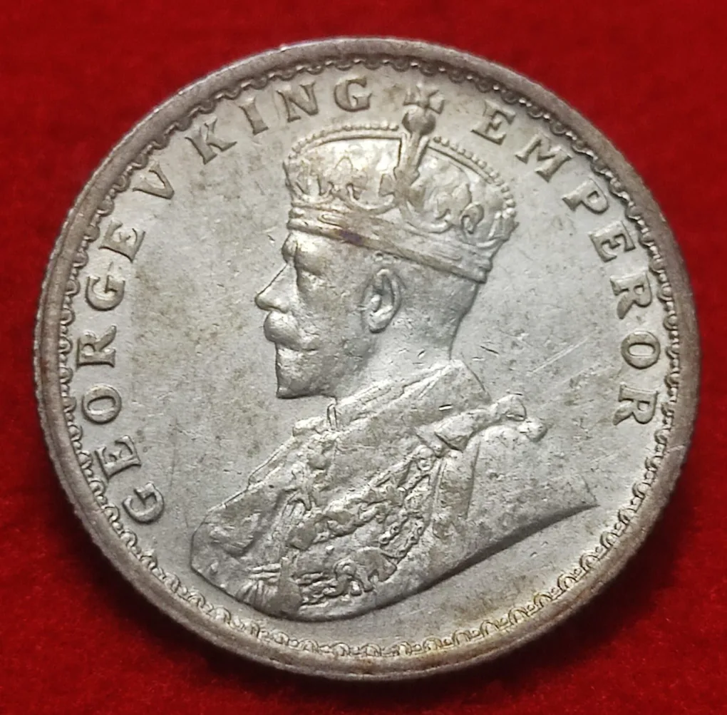 Rare Half Rupee Silver Coin George V 1915 Calcutta Mint