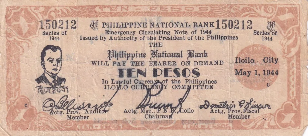 Philippines › Iloilo, 10 Pesos (1944) Old Issue Rare Note #B2