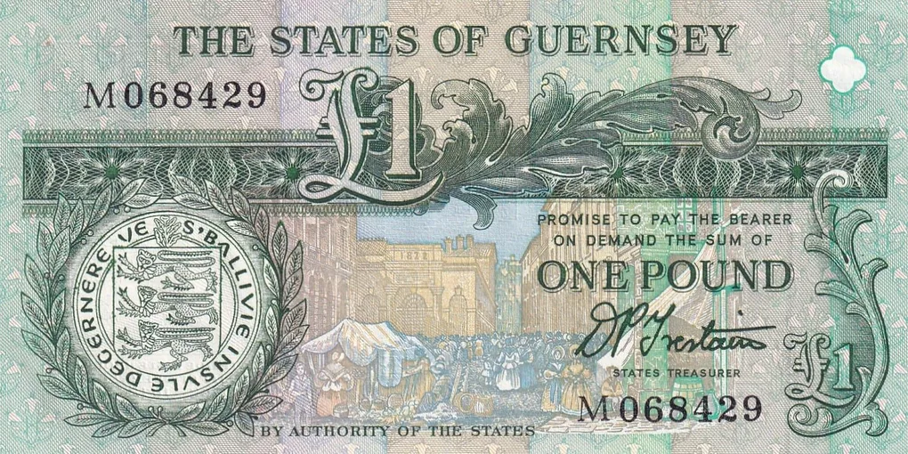 Guernsey 1 Pound Rare UNC Note #B2