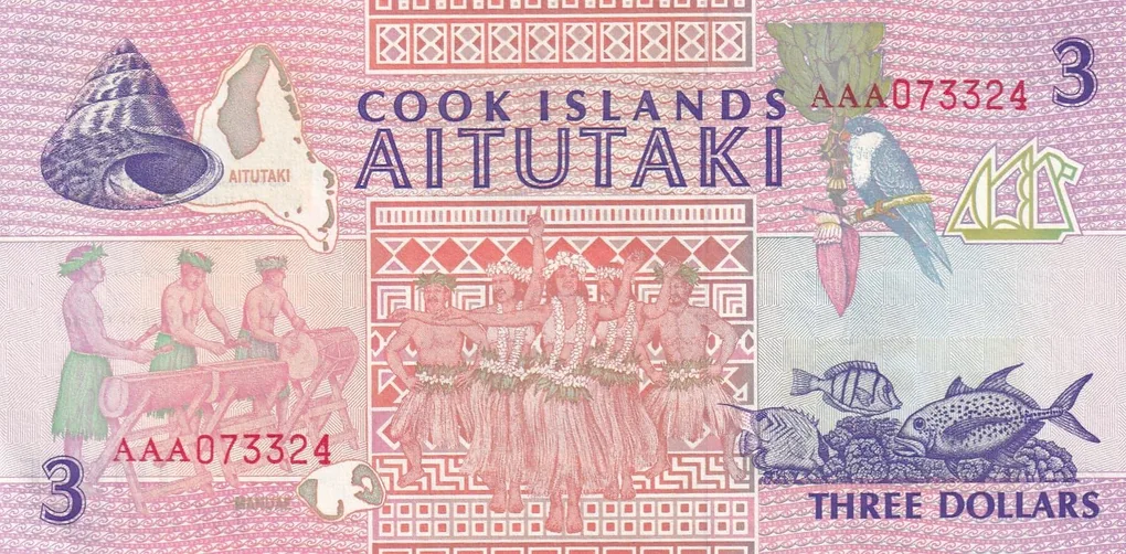 Cook Islands 3 Dollars Rare UNC Note #B2
