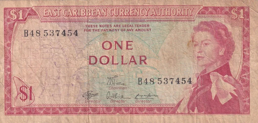 Eastern Caribbean States 1 Dollar Old Issue Rare Note #B2