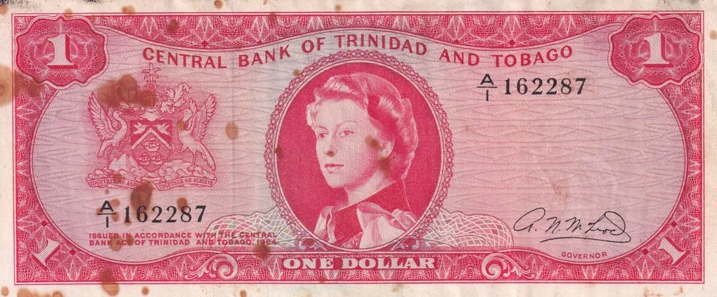 Trinidad and Tobago 1 Dollar - Elizabeth II Issue Rare Note #B2