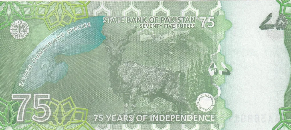 Pakistan 75 Rupees Independence Rare Note #B2