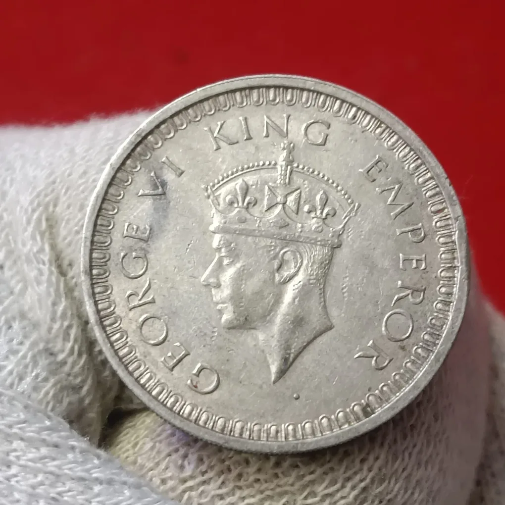 George Vi Silver One Rupee India 1942 Year Bombay Mint British of India 02