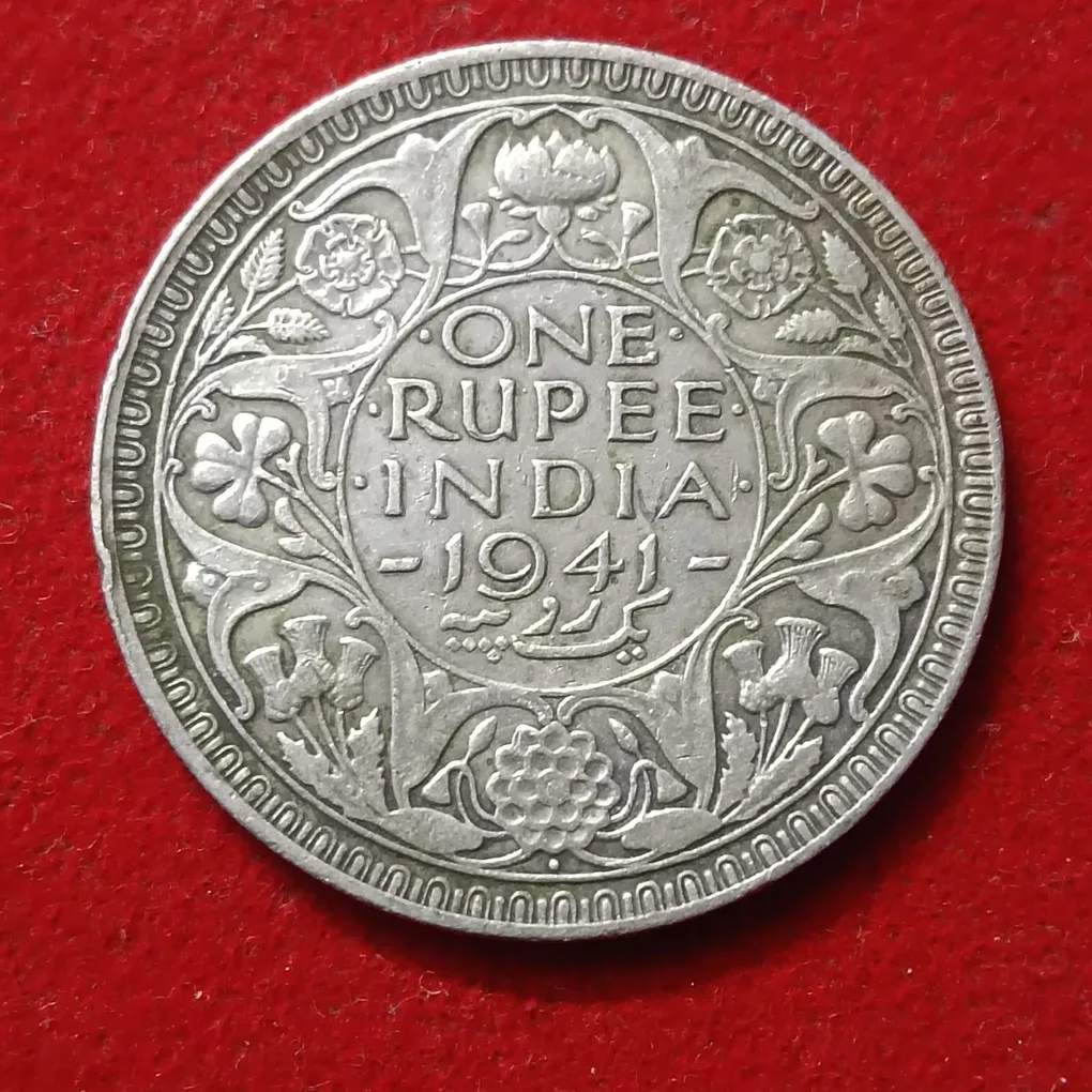 George Vi Silver One Rupee India 1941 Year Bombay Mint British of India 03