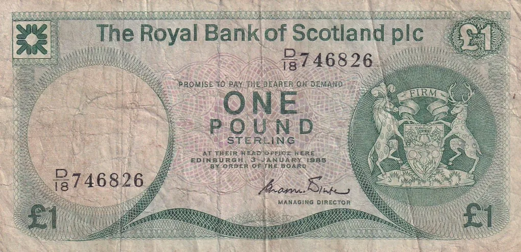 Scotland 1 Pound (Royal Bank of Scotland) Rare Note #B2