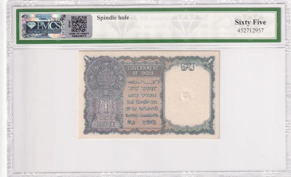 1 Rupees 1940 George VI Governor C.e.jones Rare (PMG Grade 65)
