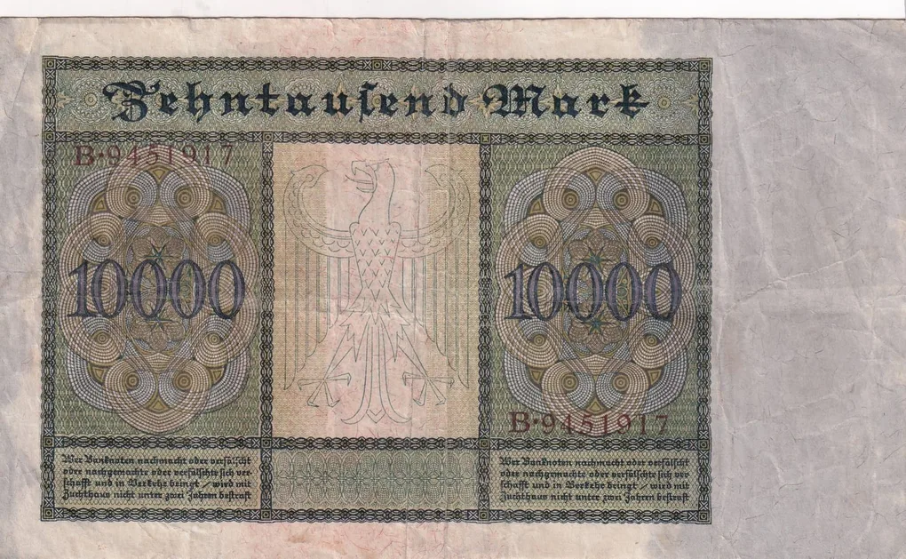 German 10 000 Mark (Reichsbank) 1922 Series Rare Big Size Note #B2