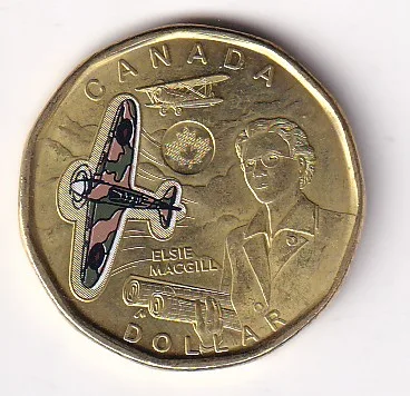 Canada 1 Dollar (Elsie MacGill,) 2023 Rare Coloured Coin #E-369