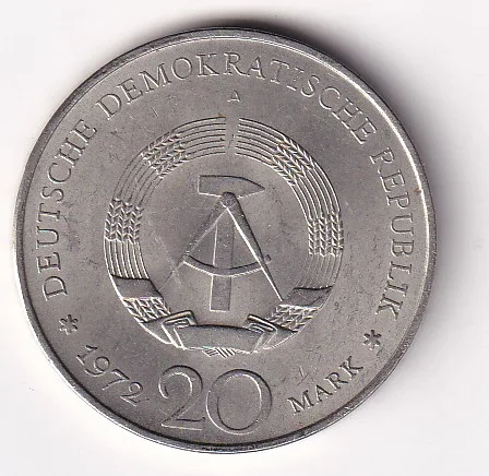 Germany 20 Mark Wilhelm Pieck 1960 Commemorative Coin #E-371