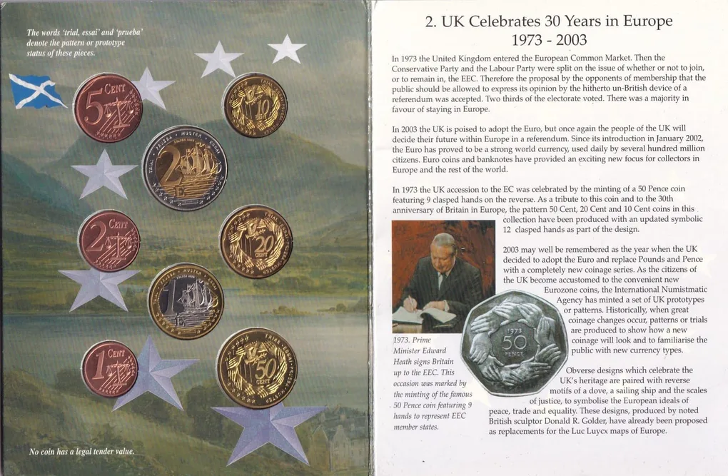 United Kingdom Scotland Euro Pattern 2002 Rare (8 Coin Set ) with Beautiful Folder