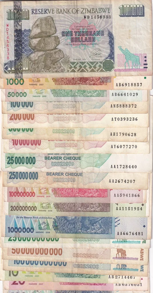 Zimbabwe 19 Different (19 Pcs) Note Set #!1