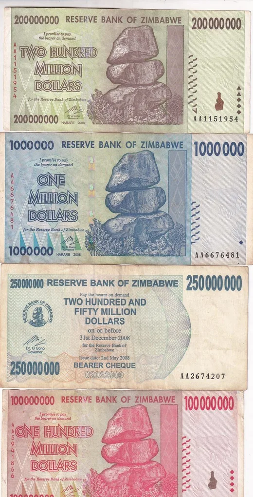 Zimbabwe 19 Different (19 Pcs) Note Set #!1