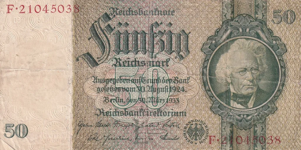 Germany 50 Reichsmark (1933) Reichsbanknote Rare Note #B2
