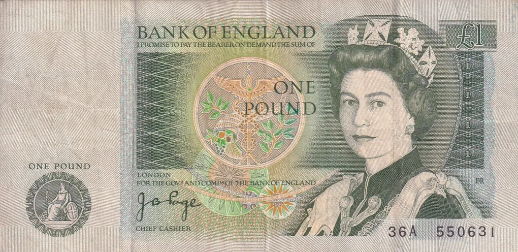 England 1 Pound - Elizabeth II Sir Isaac Newton Rare Note #B2