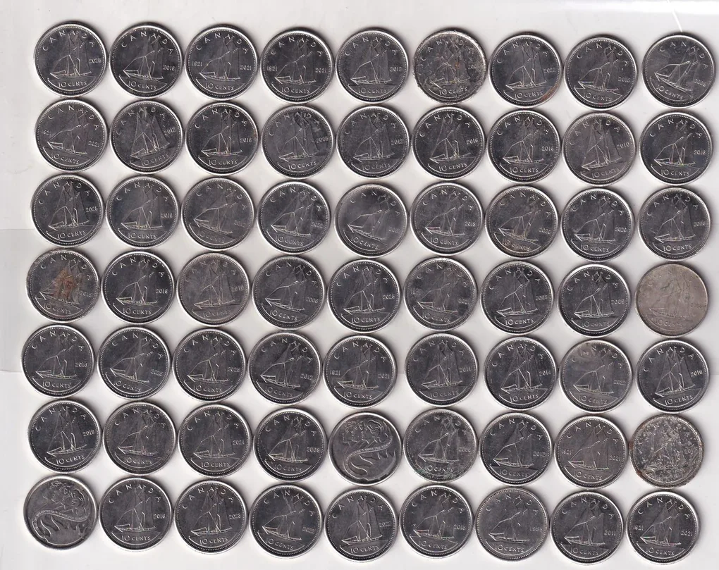 63 pcs Canada 10 Cent Rare (63 Coin) Set #Z-407