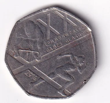 United Kingdom 50 Pence 2014 - Elizabeth II ; XX Commonwealth Games Commemorative issue Rare Coin #K-44