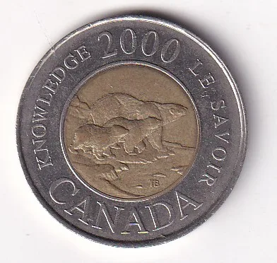 Canada 2 Dollars - Elizabeth II Knowledge 2000 Rare Bimetallic Coin #K-99