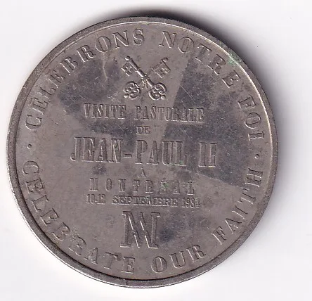 Canada Medal - Papal Visit to Pastorale 1984 Commemorative Issue Rare #K-82