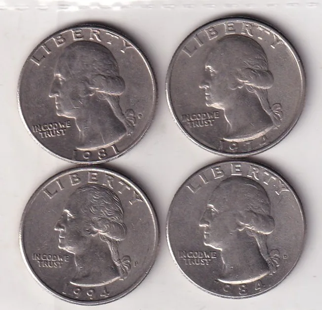 4 Different Dates America Quarter Dollar Rare Commemorative (4 Coin) Set#K-123