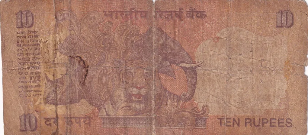 222222 Fancy Number 10 Rupees Rare Note (Repaired)