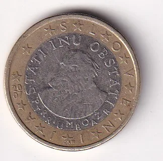 Slovenia 1 Euro 2007 (2nd map) Bimetallic Coin#k-133