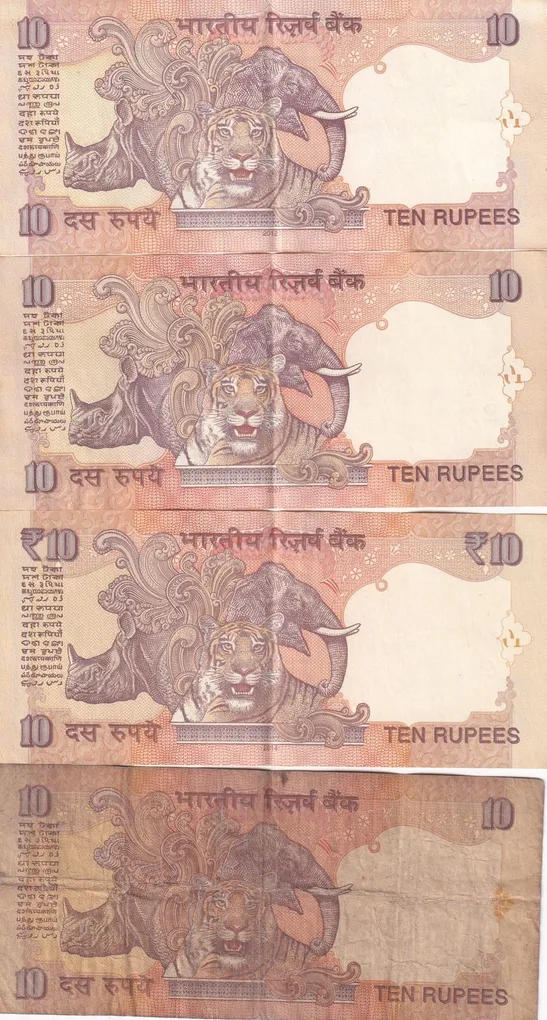 4 Different Governor 10 Rupees (Ending 786 Fancy Number) Rare (4 Note) Set