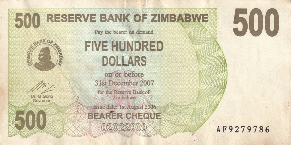 Zimbabwe 500 Dollars Rare Note with Fancy Number Ending 786