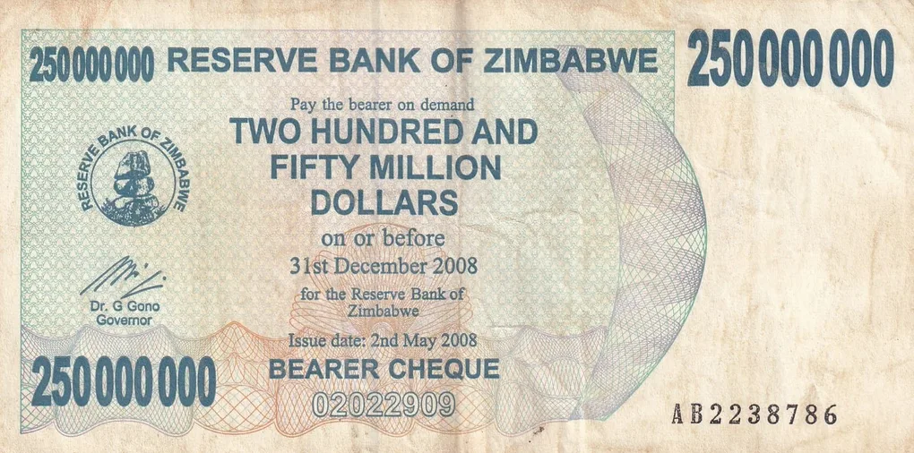Zimbabwe 250 000 000 Dollars Rare Note with Fancy Number Ending 786