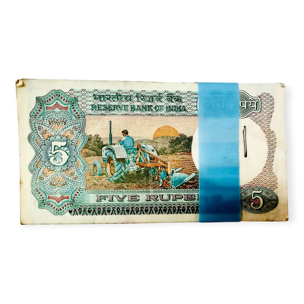 Rs 5 India Banknote Serial Bundle Tractor Top Quality Unc Unique and Rare By C Rangarajan