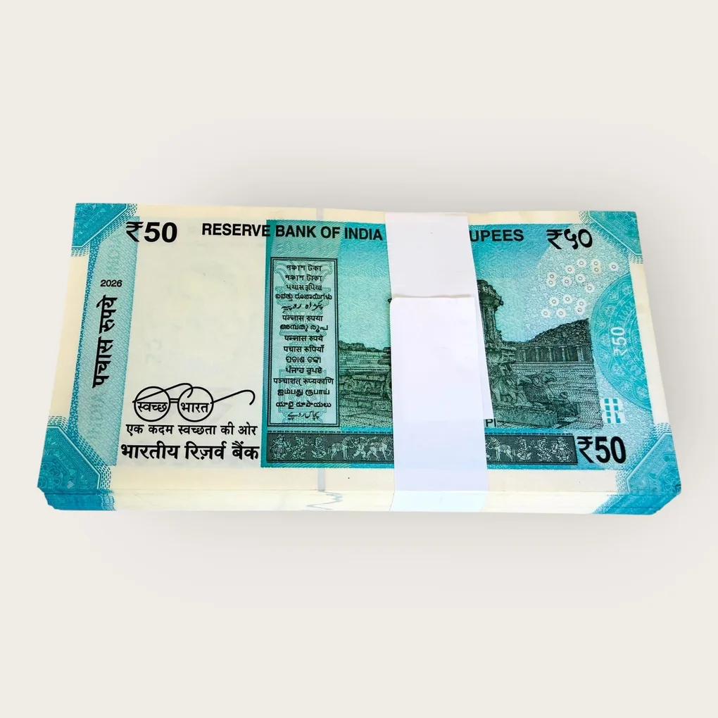 Rs 50 India Banknote Replacement Star Issue 2026 Serial Packet Prefix 8BD Inset R Signed By Sanjay Malhotra Unique and Rare