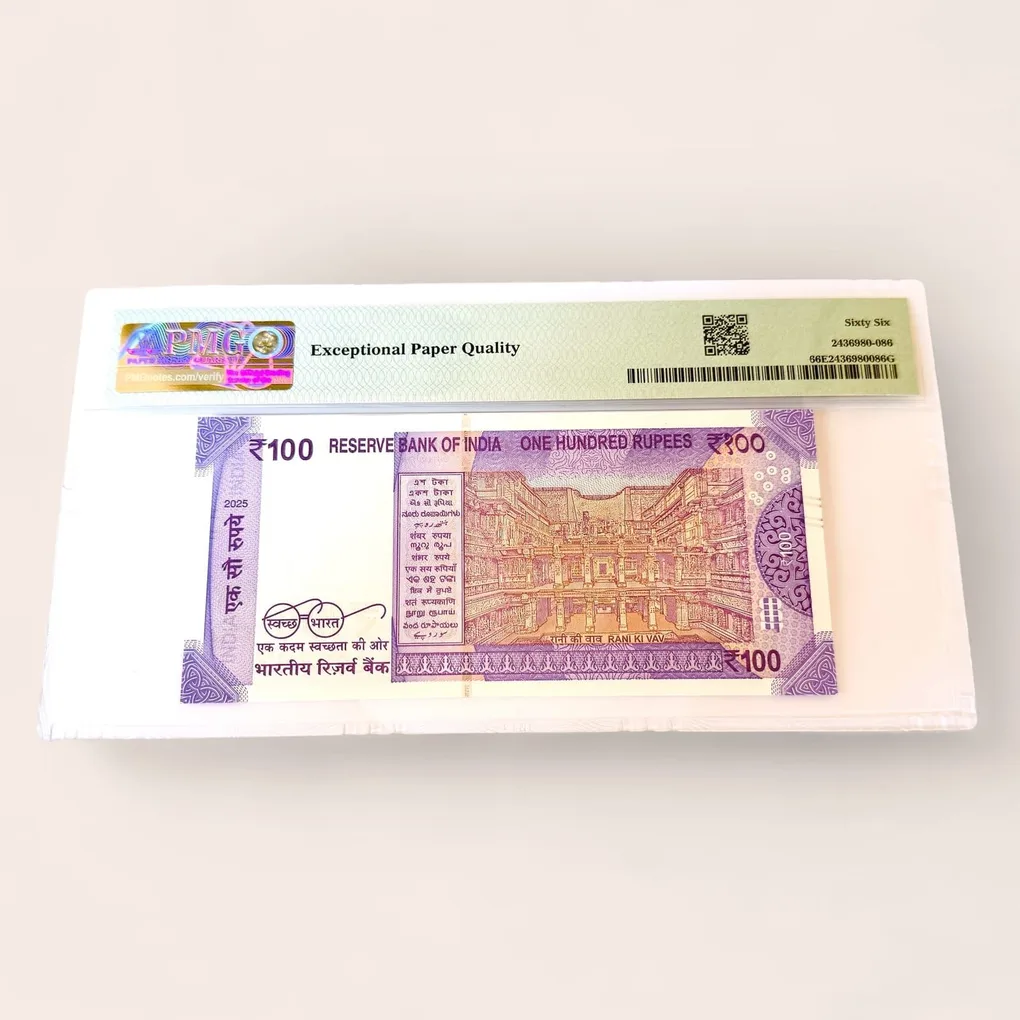 Rs 100 India Banknote Signed by Sanjay Malhotra Super Solid 3CC 333333 Gem Unc Ultra Unique and Rare