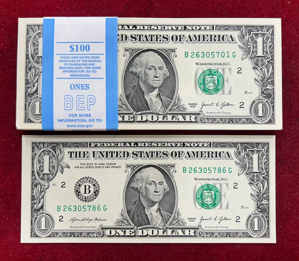 America One Dollar GEM UNC Serial Packet with Fancy Number Ending 786