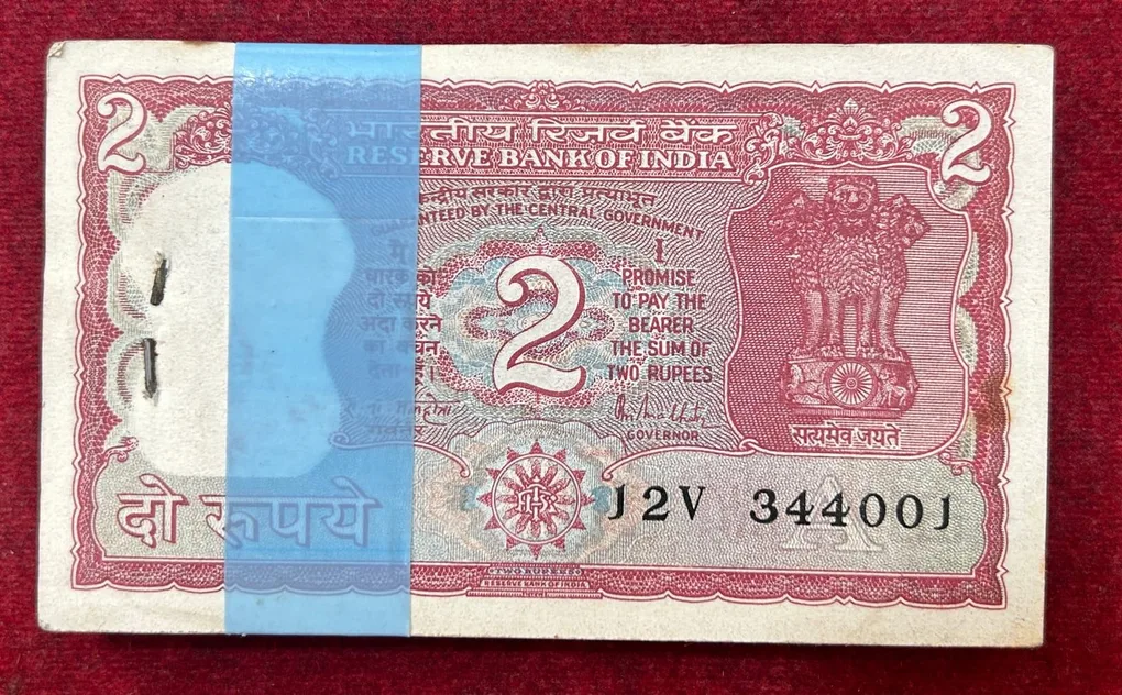 2 Rupees Tiger Governor R.n.malhotra Rare Serial Packet GEM Chocolate