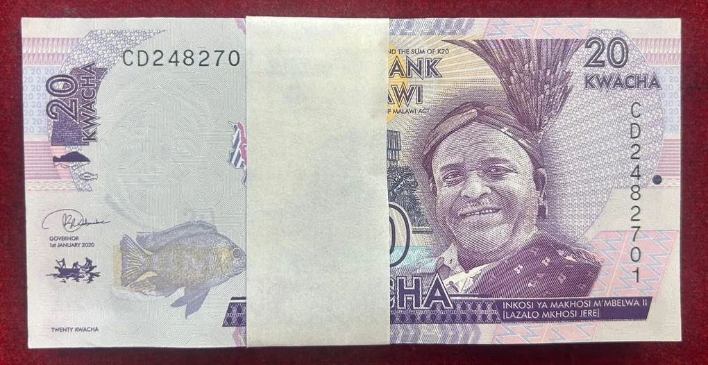 Malawi 20 Kwacha GEM UNC (100 Note) Serial Packet With 786 Fancy Number Note