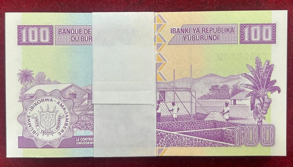 Burundi 100 Francs GEM UNC (100 Note) Serial Packet With 786 Fancy Number Note