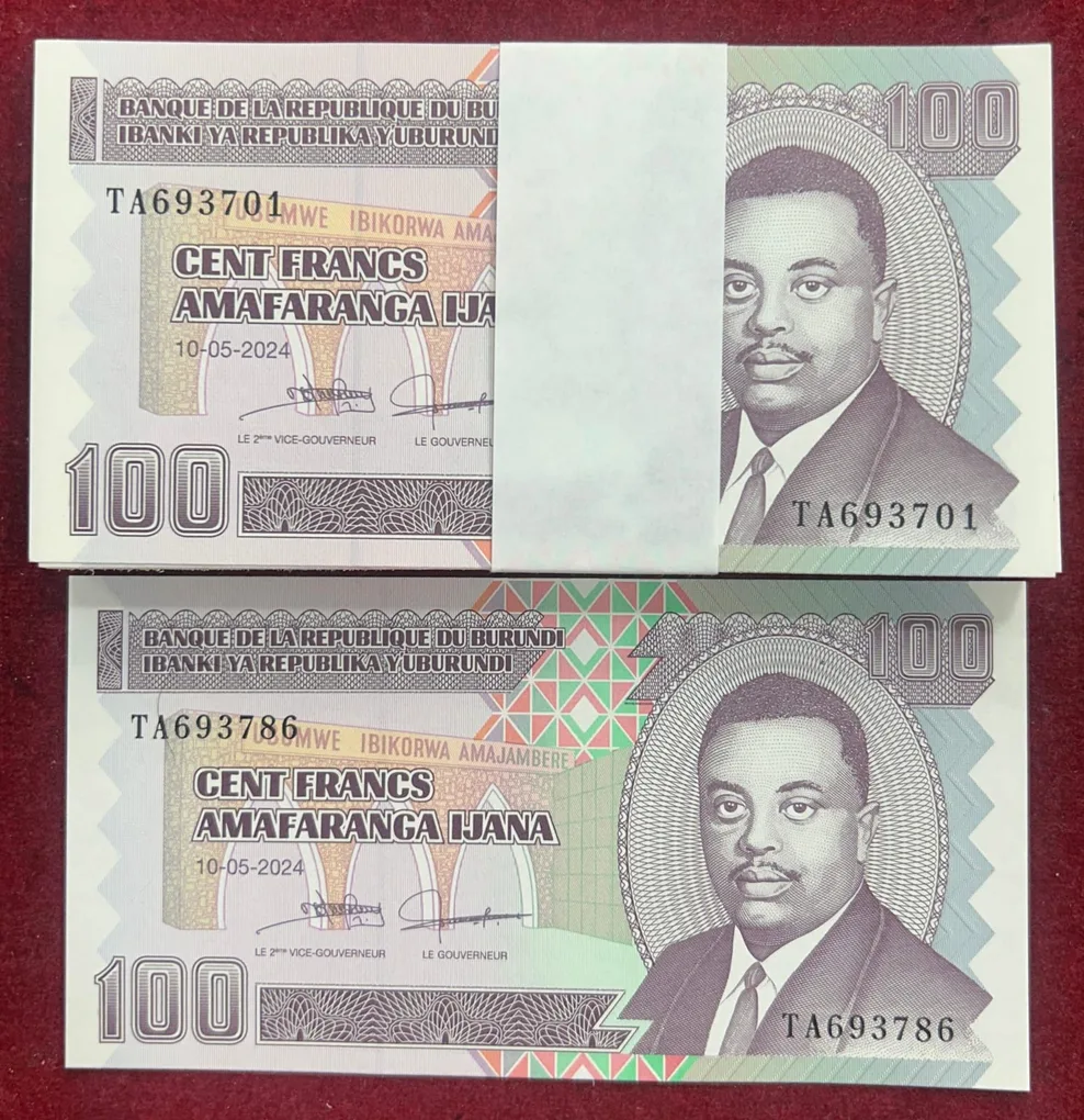 Burundi 100 Francs GEM UNC (100 Note) Serial Packet With 786 Fancy Number Note