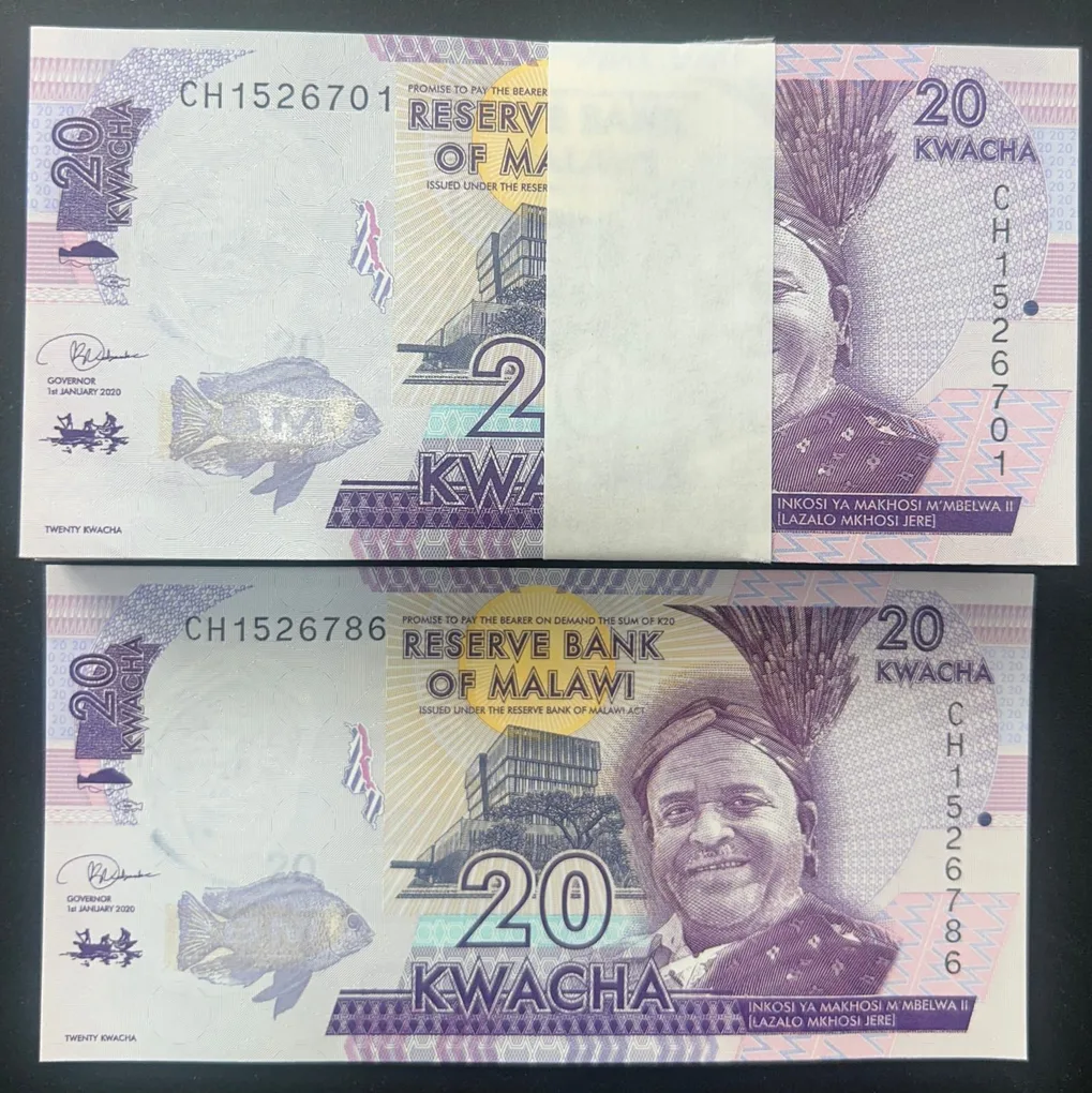 Malawi 20 Kwacha Rare GEM UNC Serial Packet with Fancy Number Ending 786