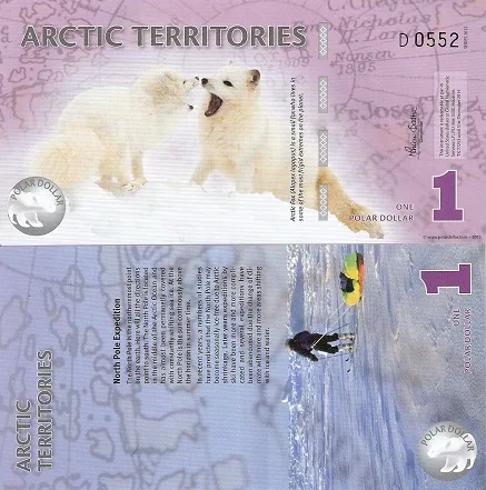 Arctic Territories One Polar Dollar Fantasy Issue Unique and Rare