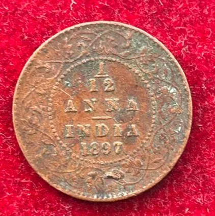 British-India 1/12 Anna (1897) Victoria Rare Coin #E-356