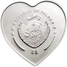 Palau 2009 5 Dollar Everything For You Heart Silver Coin Real Pearl Pigeon Rose Love Unique and Rare Silver