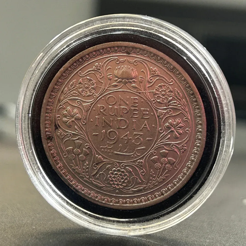 British-India 1 Rupee -(George VI) 1943 Rare Silver Coin