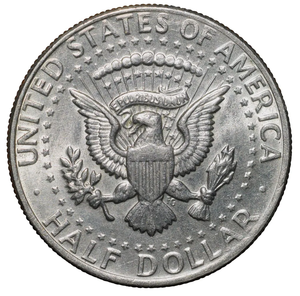 Copper-Nickel 1/2 Dollar of USA (AD 1972) with Portrait of John F. Kennedy