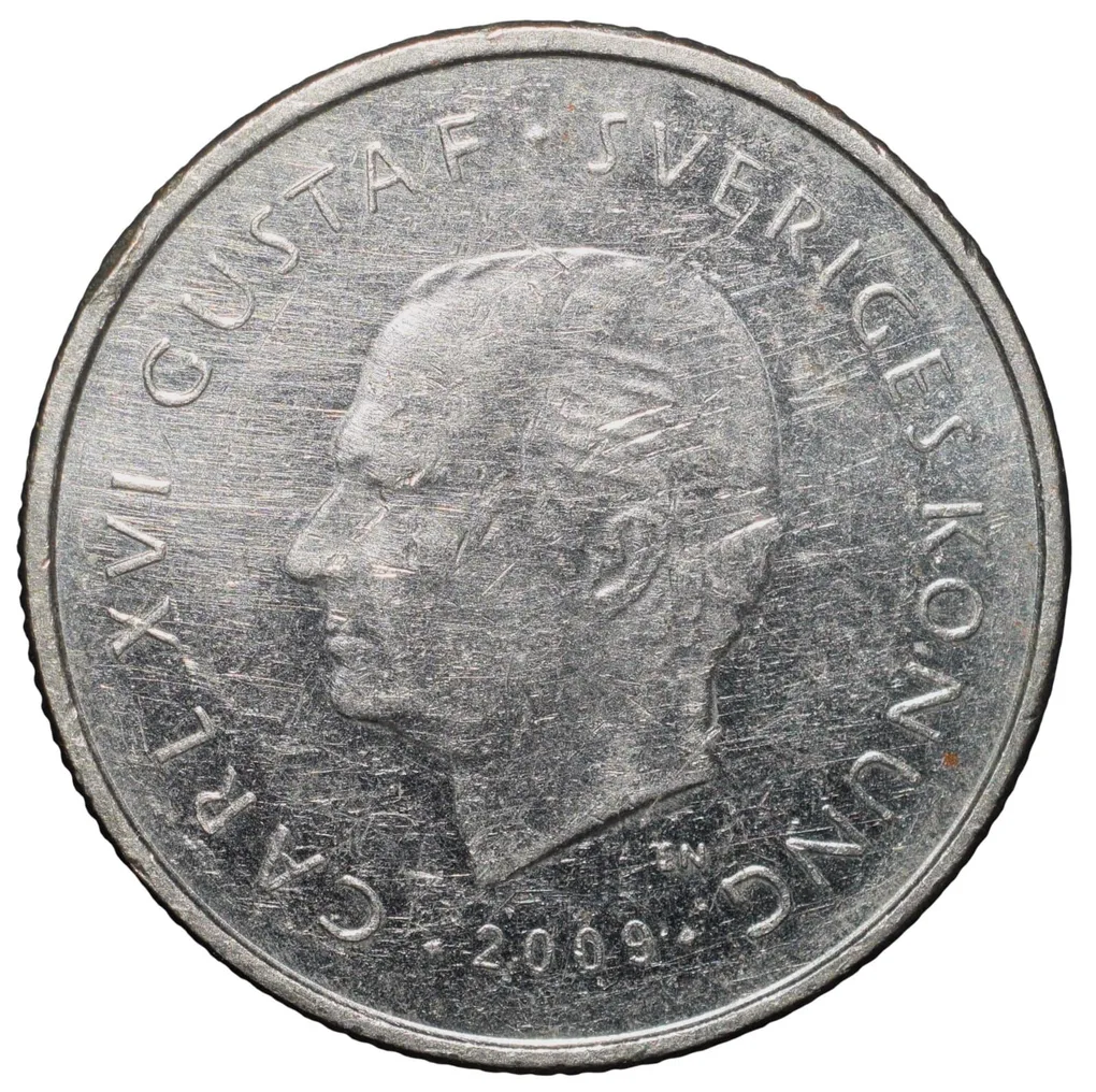 Copper-Nickel 1 Krona of Carl XVI Gustaf (AD 2009) of Sweden Commemorative issue - 200th Anniversary of War between Russia and Sweden - Separation from Finland Scarce