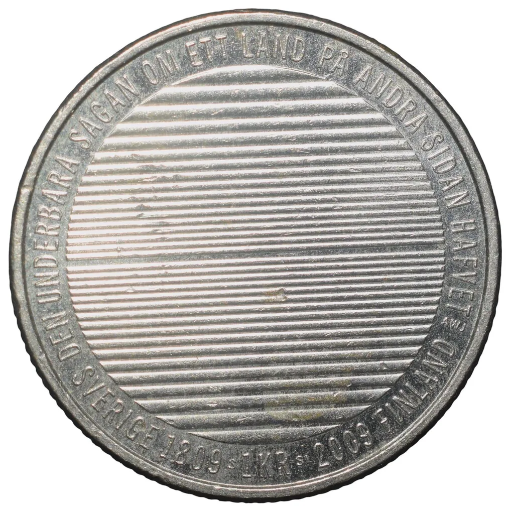 Copper-Nickel 1 Krona of Carl XVI Gustaf (AD 2009) of Sweden Commemorative issue - 200th Anniversary of War between Russia and Sweden - Separation from Finland Scarce
