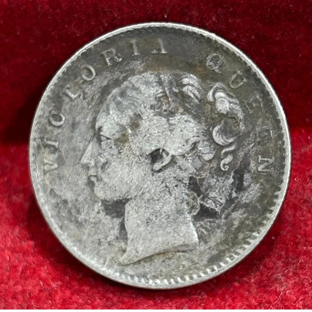 India - British ½ Rupee 1840 - Victoria (Continuous legend) Rare Silver Coin
