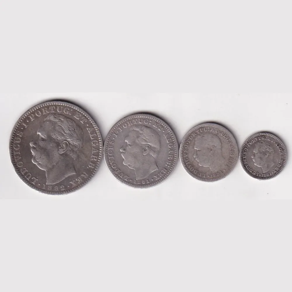 Portuguese India 4 Different Denomination (1 Rupia,½ Rupia,¼ Rupia,⅛ Rupia) Rare Silver (4 Coin) Set