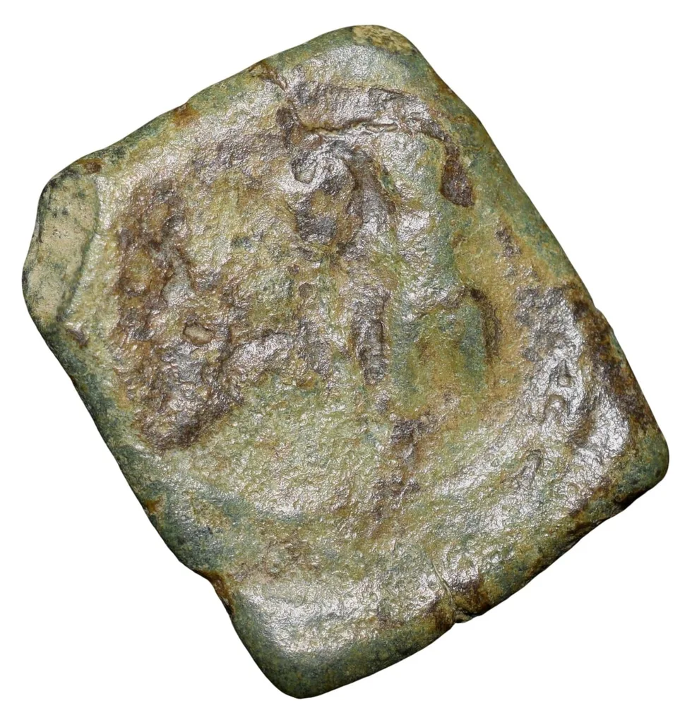 Copper Coin of Bharuch(2nd Cen. BC) with Pair of Mugamukhe/Mahakal . . . Rare