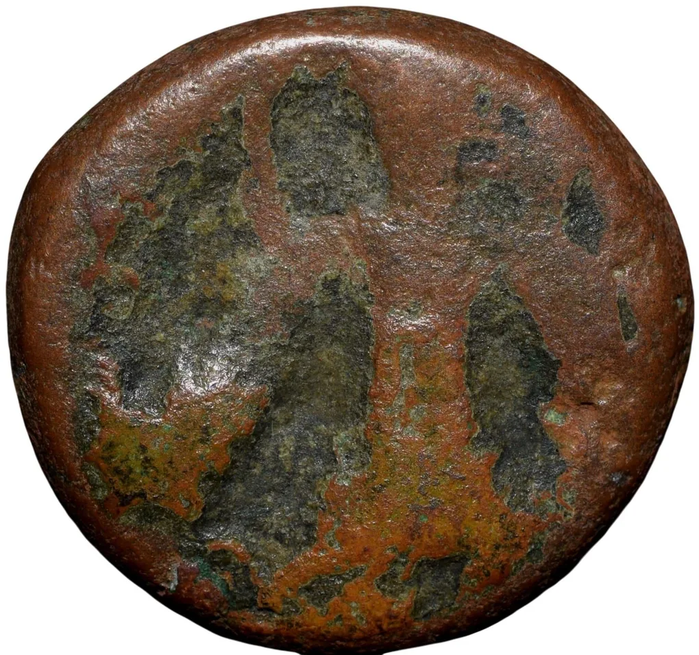 Copper Coin of Vasudev(AD 190-230) of Kushan Dynasty Ardoksho Deity Type