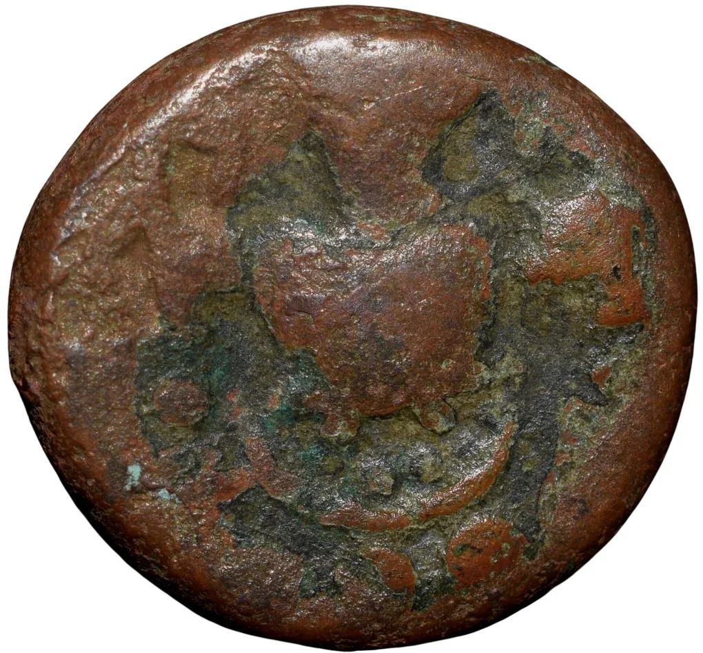 Copper Coin of Vasudev(AD 190-230) of Kushan Dynasty Ardoksho Deity Type
